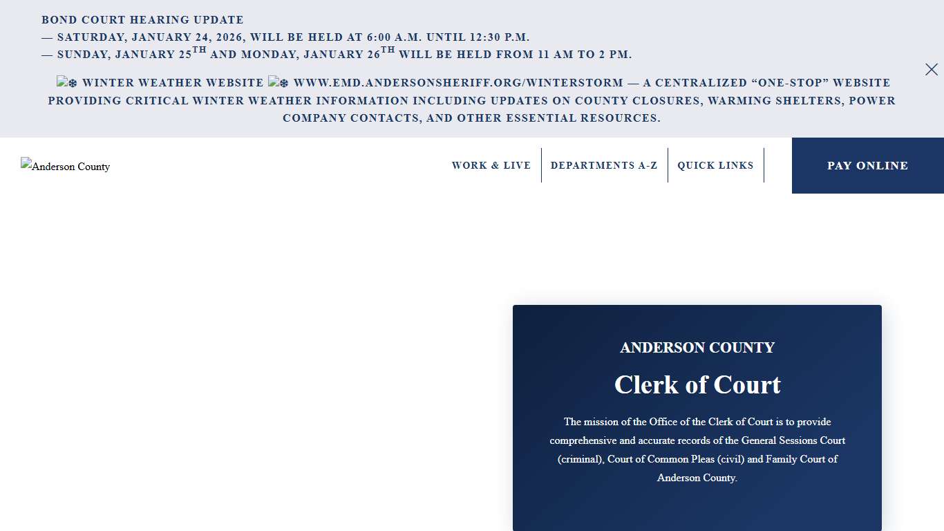 Clerk of Court - Anderson County